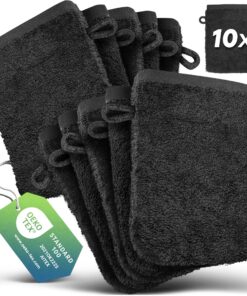 Slummer Waschlappen 10er Set | 100% Baumwolle Frottee | Anthrazit | Oeko-Tex Zertifiziert | 500gsm Seifhandschuh | Badte