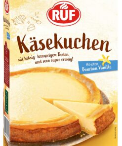 RUF Käsekuchen Backmischung, super cremiger Kuchen mit Bourbon-Vanille, ideal für Familien, einfache Zubereitung, 1 x 57