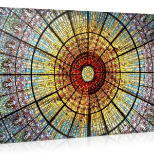 PICANOVA Farbenprächtiges Glasgemälde 100x50cm – Premium Leinwanddruck – Kunstdruck Auf 2cm Holz-Keilrahmen Für Schlaf-