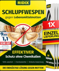 Ridix® Schlupfwespen gegen Lebensmittelmotten - Biologische Lösung ohne Chemikalien für Hausbewohner - Efike Schlupfwesp
