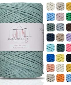 Makromecity Recycled Baumwolle Macrame Garn für Häkeln und Wohndekoration Platzteller Umhängetasche Runner 2mm x 180m Kr