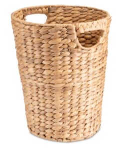 Decorasian Wasserhyazinthe Papierkorb geflochten mit Henkel - Ø25/19cm H32cm Abfalleimer