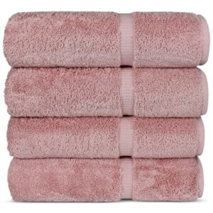 Chakir Turkish Linens 100% Baumwolle Premium türkische Handtücher für Badezimmer | 68 x 137 cm (4-teilige Badetücher – R