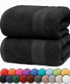 NatureMark 2er-Pack Duschtücher 70 x 140 cm – Premium Schwarz, OEKO-TEX® STANDARD 100