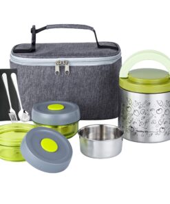 Lille Home 1065 ml Lunchbox-Set für erwachsene Frauen und Männer, vacuum isolierte Bento-/Snackbox, 3–4 Stunden Wärmezub