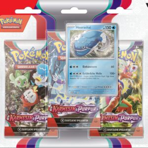 Pokémon-Sammelkartenspiel: 3er-Pack Karmesin & Purpur - Heerashai | Perfect für Sammelfans (Ideal für Sammelperfekte) |