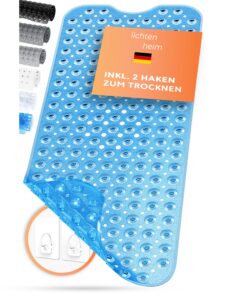 LICHTENHEIM rutschfest Duschmatte Sensitiv - INKL 2 Haken - Badewannenmatte für Sensibles Baden - Antirutschmatte BPA fr