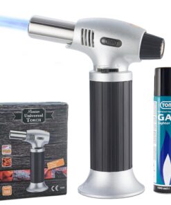 TOM Creme Brulee Brenner - inkl. Gas für Flambieren – perfekt für Küche, Camping & Werkstatt – 1300°C Flamme – 100 ml Ga