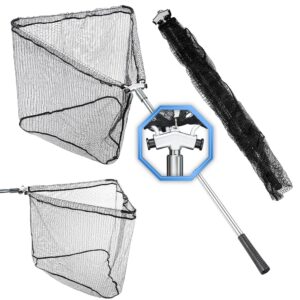 Q-Tac robust & stabil geförmter Teleskop Angelkescher - faltbar & klappbar, ideal für Raubfisch, Forelle und Karpfen, gr