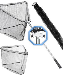 Q-Tac robust & stabil geförmter Teleskop Angelkescher - faltbar & klappbar, ideal für Raubfisch, Forelle und Karpfen, gr