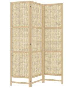 HOMCOM Paravent 3-teilig Raumteiler für Wohnzimmer Natur 135 x 180 cm Faltbar Sichtschutz