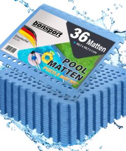 bonsport Poolunterlegmatten 36 Stück – Bodenschutz-Matten für Pool & Planschbecken, rutschfest & reißfest, blau