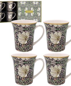 Der Leonardo Collection William Morris Pimpernel Tassen-Set mit 4 Tassen | stilvolles Geschirrbecher-Set für jede Gelege