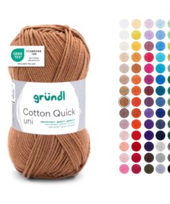 Gründl Wolle Cotton Quick - Glänzend und hautfreundlich - Strickgarn für Häkeln - 100% Baumwolle - 50 g / 125 m Nadelstä