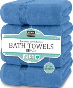 Utopia Towel 4er-Pack Electric Blue, 100% Ringgesponnene Baumwolle, schnell trocknend, ideal für täglichen Gebrauch, OEK