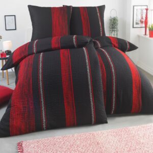 FELLANO 4 teilig Seersucker Bettwäsche ÖkoTex Zertifiziert & für Allergiker geeignet 135x200 Set | Design 2, 2 x 135x200