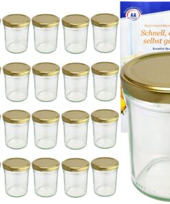 MamboCat Sturzgläser 230 ml 25er Set Gold Deckel - Sturzfest für Marmelade & Einmachen inkl. Rezeptheft