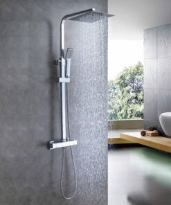 Biubiubath Duschsäule Thermostat Anti-Verbrennung Verchromt Quadratisch