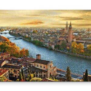 Paul Sinus Art Leinwandbilder für Einheimische - Italienische Landschaften – Abendhellenscenes 120x80cm Verona
