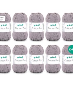 Gründl Wolle Cotton Fun - Strickgarn zum Häkeln - Pflegeleicht und hautfreundlich 10 Knäuel 50g 115m Hellgrau