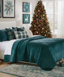 Greenland Home Fashions Riviera Velvet Bettwäsche-Set für Zweipersonenzimmer, blaugrün, praktische Nachtsidee | Greenla