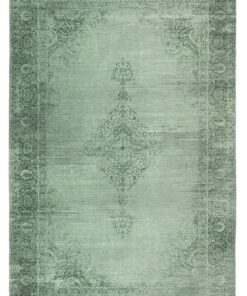 KelimVintage Moderner Kurzflor Teppich Wohnzimmer Super Soft Grün 120x160cm