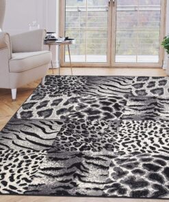 Carpetto Kurzflor Teppich Tierfell Optik - Wohnzimmer Schlafzimmer Esszimmer Grau 80x150 cm Carpetto Kurzflor Tierfell