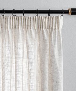 MYSKY HOME Kräuselband Leinen Gardinen Wohnzimmer OEKO-TEX STANDARD 100 Kinderzimmer Moderne Naturvorhänge 2er Set H 245