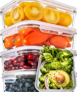 [5er Pack] Frischhaltedosen Glas - Speiseverwaltung für Fitnesslaster - Spülmaschine-, Mikrowellennebene- und Gefriersch