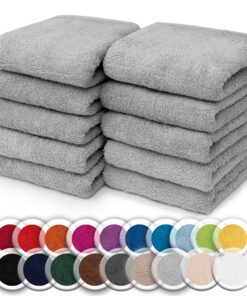 NatureMark 10er-Set Frottee-Waschlappen für Gesicht & Hände – 100% Baumwolle, weich & saugfähig – 30×30 cm, Silbergrau