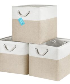Organishi Aufbewahrungsbox 3er-Set Beige/Weiß, faltbare Würfelkörbe für Kinderzimmer, perfekt für das Kallax Organizer