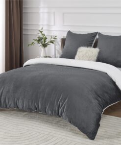 FL Auschige Bettwäsche Winter Doppelbett Anthrazit Reißverschluss WäfelpiquesetWarme Bedding-OEKO-TEX