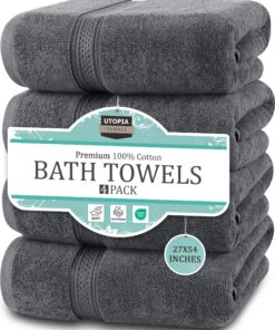 Utopia Towels Schnell Trocknend 4 Stück Badetücher SetPremium 100% Ringgesponnene BaumwolleFür jeden TagSehr Saugfähig,