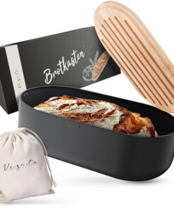 Bioton – Nachhaltiger Brotkasten für lange Frische – Extra großer Brotkorb mit Bambusdeckel & Schneidebrett – Nachhaltig