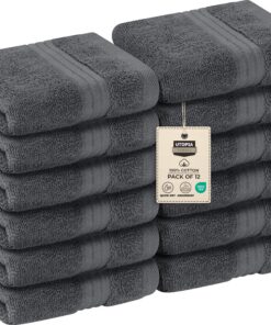 Utopia Towels – 12er Waschlappen-Set, 100% Baumwolle, saugfähig & extra weich, 30×30 cm (Grau)