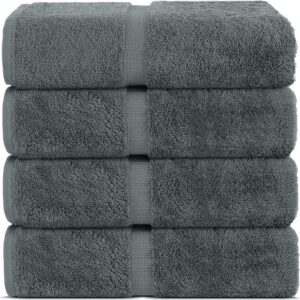 Turkische Baumwoll Handtücher für Badezimmer 100 % Baumwolle 76,2 x 152,4 cm 4 Stück Dunkelgrau
