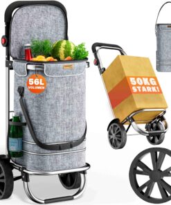 MONZANA 3in1 Einkaufstrolley 56L 50kg klappbar Grau