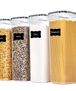 Vtopmart |8L Vorratsdosen Set BPA-frei luftdicht mit 4 Dosen & 24 Etiketten für Küche Getreide Mehl Zucker (Schwarz)