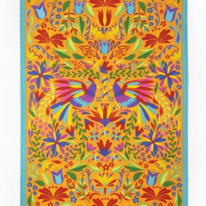 Excelsa Mexican Flowers Geschirrtuch, 100% Baumwolle, Hausfrauen, Esszimmer, Stoffglatt und leicht, 70 x 50 cm, mit Knop