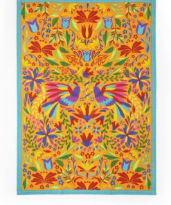 Excelsa Mexican Flowers Geschirrtuch, 100% Baumwolle, Hausfrauen, Esszimmer, Stoffglatt und leicht, 70 x 50 cm, mit Knop