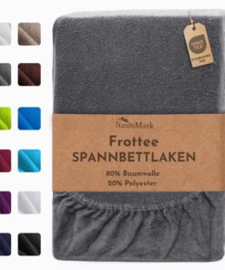 NatureMark Frottee-Spannbettlaken – OEKO-TEX STANDARD 100 | 90×190–100×200 cm, Anthrazit Grau – Markenqualität & Top Pre
