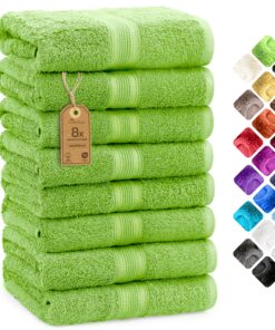 NatureMark 8er Handtücher-Set – 100% Baumwolle, saugfähig & langlebig, 50×100 cm, Apfelgrün