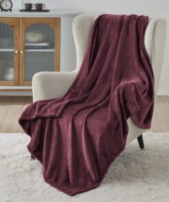 BEDSURE Wohndecke Warm Winter Weich, Sofadecke XL 150x200cm - Fleischrot Weinrot OEKO-TEX STANDARD 100