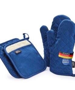 LauterSchutz® Topflappen und Ofenhandschuhe Set - extra weiche, waschbare & recyclete Baumwolle | Hitzebeständig bis 250