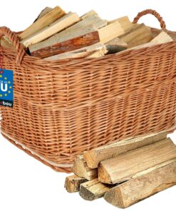 KOTARBAU® Brennholzreservierkorb - Naturfarbe - 55x45 cm - Kaminholzkorb mit Henkel - Holzkorb für Brennmaterial
