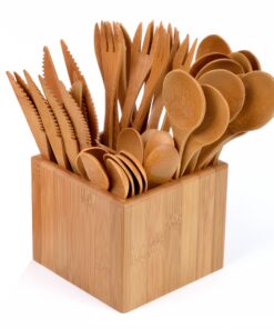 GRÄWE Umweltfreundliches Bambusbesteck für 10 Personen, aus Holz, Party bereit, biologisch abbaubar, 41-teilig Box-in-Bo