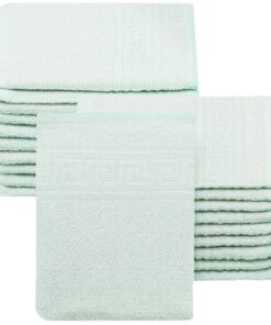 ZOLLNER 20er-Set Waschhandschuhe 16×22 cm – Baumwollmix 340 g/m², grün