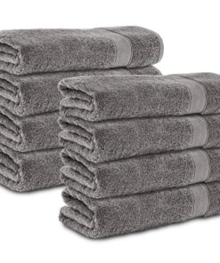Komfortec 8er Handtücher-Set 50x100 cm – 100% Baumwolle Frottee, extra weich, OEKO-TEX, Anthrazit