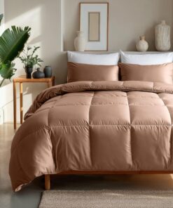 Zelesta Satinbed Bettdecke - Waschbare Bettdecke ohne Bezug - 4-Jahreszeiten-Duvet - Steppdecke (Timeless Terra, 140x200