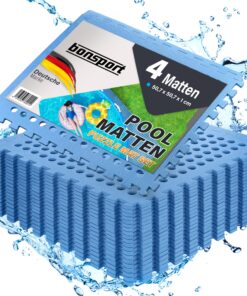 bonsport Pool-Unterlegmatte / Poolmatte 4er-Set, blau – Bodenschutz, rutschfest & UV-/reißfest